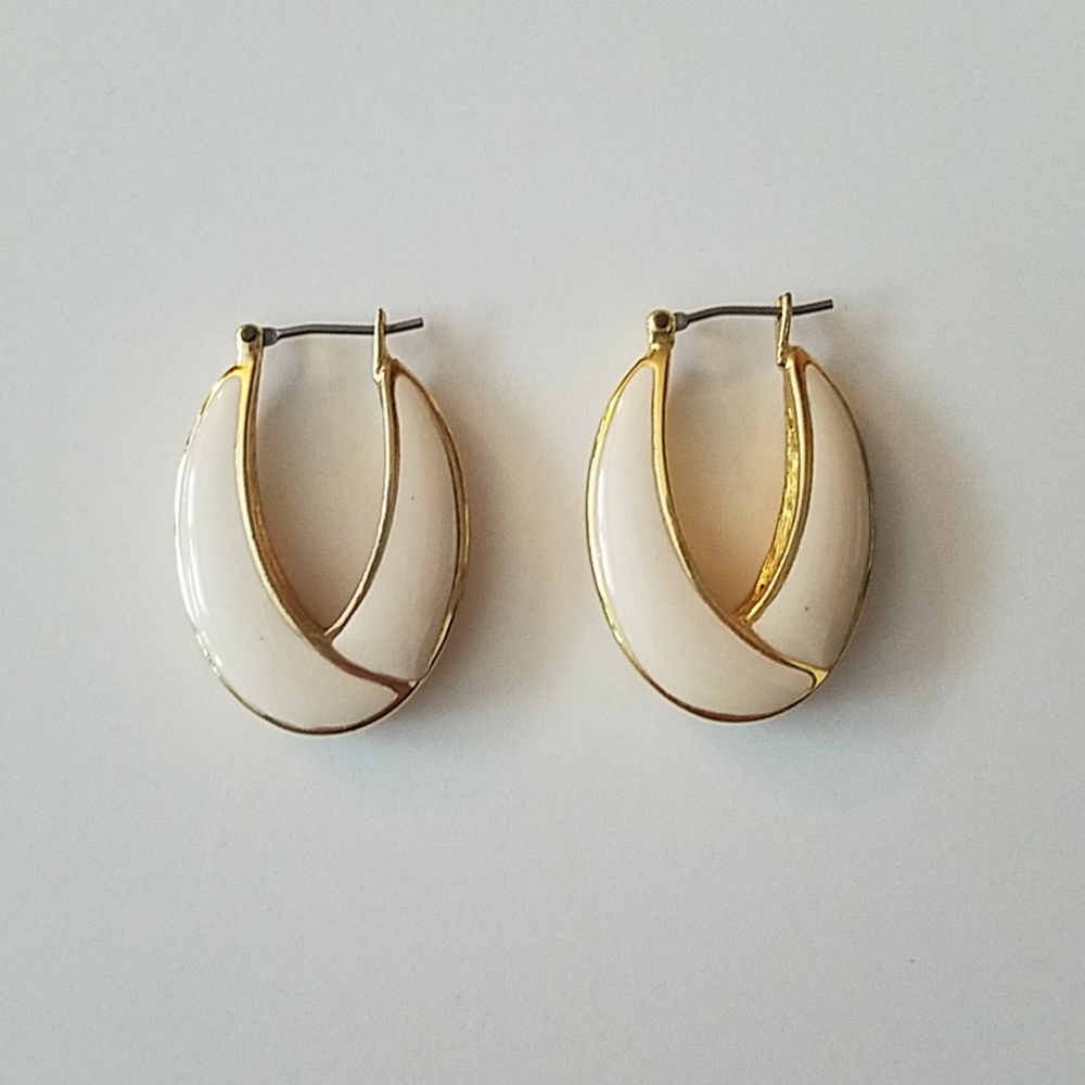 Ivory and Gold Colored Earrings